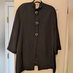 Vintage Chloe Silk Beaded Button Stand Collar Jacket Lightweight 44